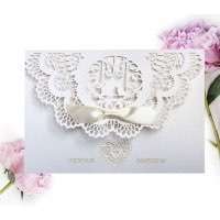 Chinese Style Invitation Card Wedding Decoration Laser Cut Iridescent Paper